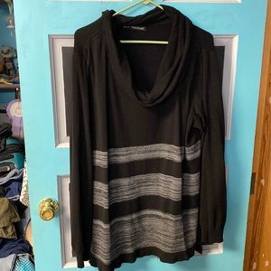 Maurices cowl neck sweater grey and black 2X